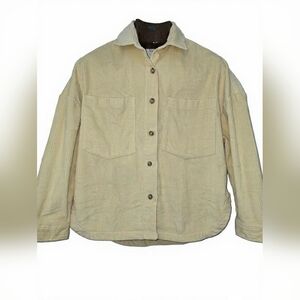 Billabong Yellow Corduroy Button-Down Shirt Chunky Oversized Cozy